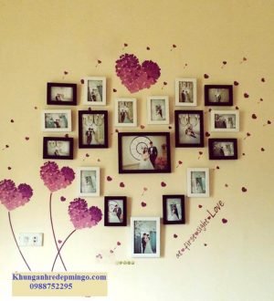 Khung ảnh trái tim hồng